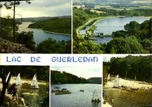 CPSM Le Bretagne en Couleurs le Lac de Guerledan la plage le centre nautique et les bords du lac 