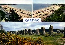 CPSM La Bretagne en Couleurs Carnac Morbihan la plage et les alignements megalithiques 