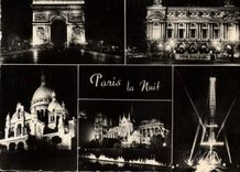 CPSM Paris l'Arc de Triomphe l'Opera Notre Dame la Tour Eiffel 