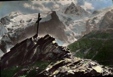 CPSM La Grave Hautes Alpes Croix de N D des Portes et grand Pic de la Meije 
