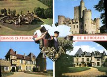 CPSM Grands chateaux de Bordeaux de Gauche a Droite La brede Yquem Proqueaillade Haut Brion 