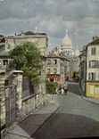 CPSM Paris Montmartre la Rue Norvins et le Sacre Coeur 