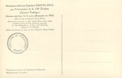 CPA Monument eleve au Carrefour Sainte Fine par l'Association de la 130e Division (General Toulorge)