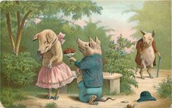 CPA cochon amoureux