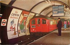 CPA Tube Train entering Piccadilly Circus station