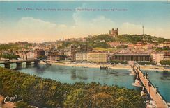 CPA Lyon Pont du Palais de Justice le Pont Tilsitt et le Coteau de Fourviere