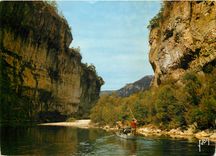 CPSM Gorges du Tarn (Lozere) Promenade en barque sur le Tarn au lieu dit les Detroits