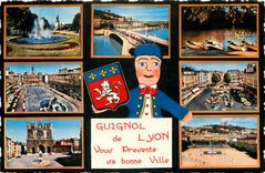 CPSM Guignol de Lyon vous presente sa bonne Ville