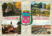 CPSM Toulouse Ville Rose Cite des Violettes Statue du Poete Goudouli