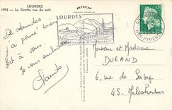 CPSM Lourdes La Grotte vue de nuit