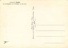 CPSM Tours la cathedrale et le Musee vus de nuit