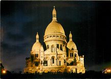 CPSM Paris la nuit Le Sacre Coeur illumine