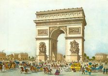 CPSM Paris L'arc de triomphe de l'Etoile (gravure du XIXe s)