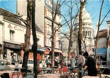 CPSM Paris Montmartre la Place du Tertre et le Sacre Coeur
