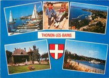 CPSM Thonon les Bains Haute Savoie Le Port de Rives Jeunes Fiances savoyards le port de Rives