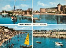 CPSM Saint Malo Cite Corsaire De gauche a droite et haut en bas le port des Yachts et la Grand Porte