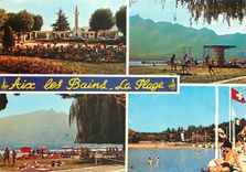 CPSM Aix les Bains Entree de la Plage la Plage et la Dents du Chat