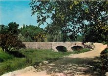 CPSM La Cote d'Azur et son arriere pays pittoresque le vieux pont et l'eglise N D de Roquefort les P