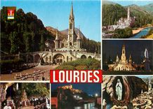 CPSM Lourdes Basilique Grotte Apparition chateau fort