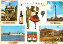 CPSM BOrdeaux la grosse cloche la colonne des Girondins le Port le Grand Theatre