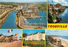CPSM Trouville (Calvados) Vue aerienne sur Touques et le port de plaisance le casino le camp cordier