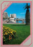 CPSM La Grande Motte La Ville de l'An 2000 Jardin Fleuri a l'Arriere plan un coin du port