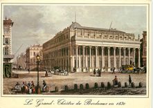 CPSM Bordeaux Vieille Gravure Le Grand Theatre en 1830 avant le nivellement de la Place et la pose d