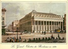 CPSM Bordeaux Vieille Gravure Le Grand Theatre en 1830 avant le nivellement de la Place et la pose d