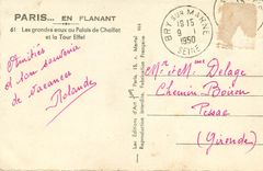 CPSM Paris les grandes eaux au palais de Chaillot et la Tour Eiffel