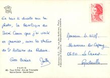 CPSM Paris Tour Eiffel Arc de Triomphe N D Sacre Coeur