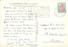 CPSM Cathedrale de Reims l'Ange Gardien de St Nicoise nomme Sourire de Reims Porche Nord du Grand Po