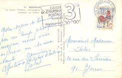 CPSM Bordeaux Le Grand Theatre chef d'Oeuvre de Victor