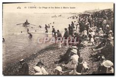 CPA Dieppe la plage et les Bains a Maree Haute 