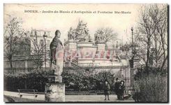 CPA Rouen Jardin du Musee d'Atiquites et Fontaine Ste Marie 