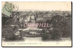 CPA Le Havre le jardin Public et le Rue de Paris 