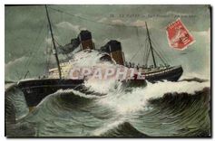 CPA Le Havre la Provence par gros temps Bateau