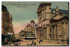 CPA Le Havre eglise Notre Dame et rue de Paris 
