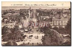CPA Le Havre jardin de l'hotel de ville et rue de paris 