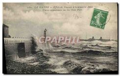 CPA Le Havre Effets de Vagues a la Nouvelle Jetee 