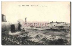 CPA Le Havre entree du port par gros temps 