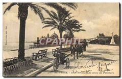CPA Nice Jetee Promenade entre les Palmiers Velo cycle