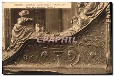 CPA Amiens cathedrale Stalles du Choeur Revers de la Rampe de l'Escalier 