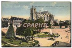 CPA Le Mans Le Deux Squares et la Cathedrale 