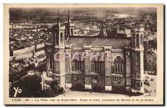 CPA Lyon La ville vue de Fourviere Dans le fond jonction du Rhone et de la Saone 
