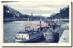 CPA Lyon Vue sur la Saone Bateau Peniche