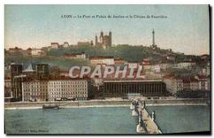 CPA Lyon Le Pont et Palais de Justice et le Coteau de Fourviere 