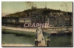 CPA Lyon Le Pont La Feuvillee Fourviere et la Tour Metallique 