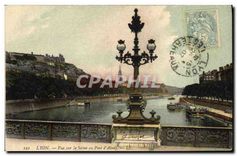 CPA Lyon Vue sur la Saone au Pont d'Ainay