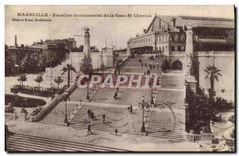 CPA Marseille Escalier monumental de la Gare St Charles