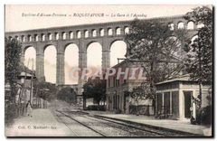 CPA Environs d'Aix en Provence Roquefavour La Gare et l'Aqueduc